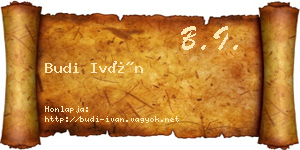 Budi Iván névjegykártya